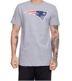Camiseta NFL - Logo - New England Patriots - Modelo Torcedor - Cinza Mescla