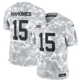 Camisa De Futebol Americano NFL Chiefs - Mahomes– Salute to Service Camuflagem Ártica Masculina Adulto E Infantil
